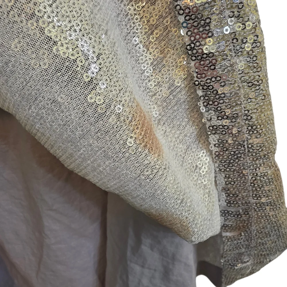 Orsolini 158 Vintage Silver Sequin Lined Mini Skirt Elastic Waist Size S